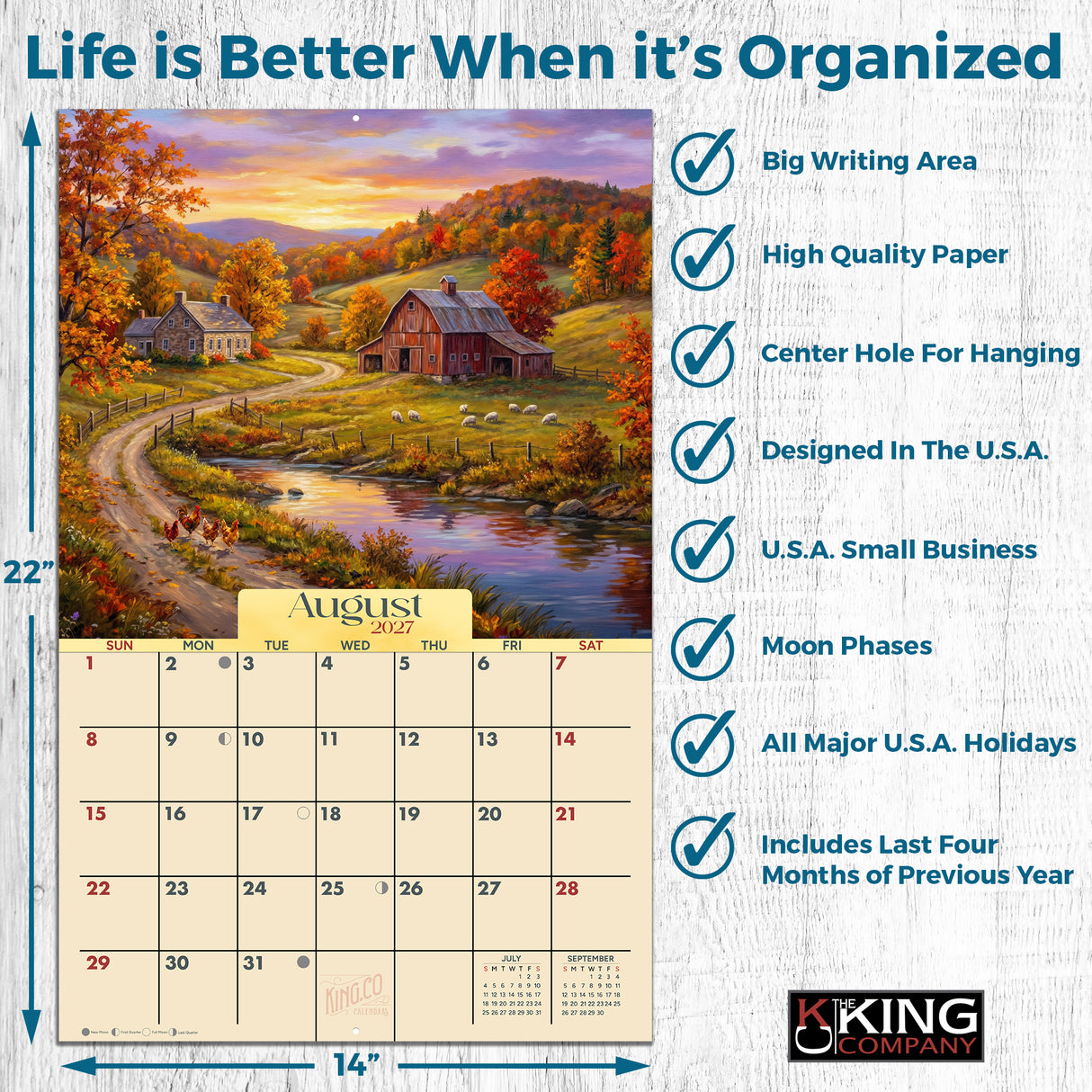 2027 Country Farms Wall Calendar – 16-Month Farm Art