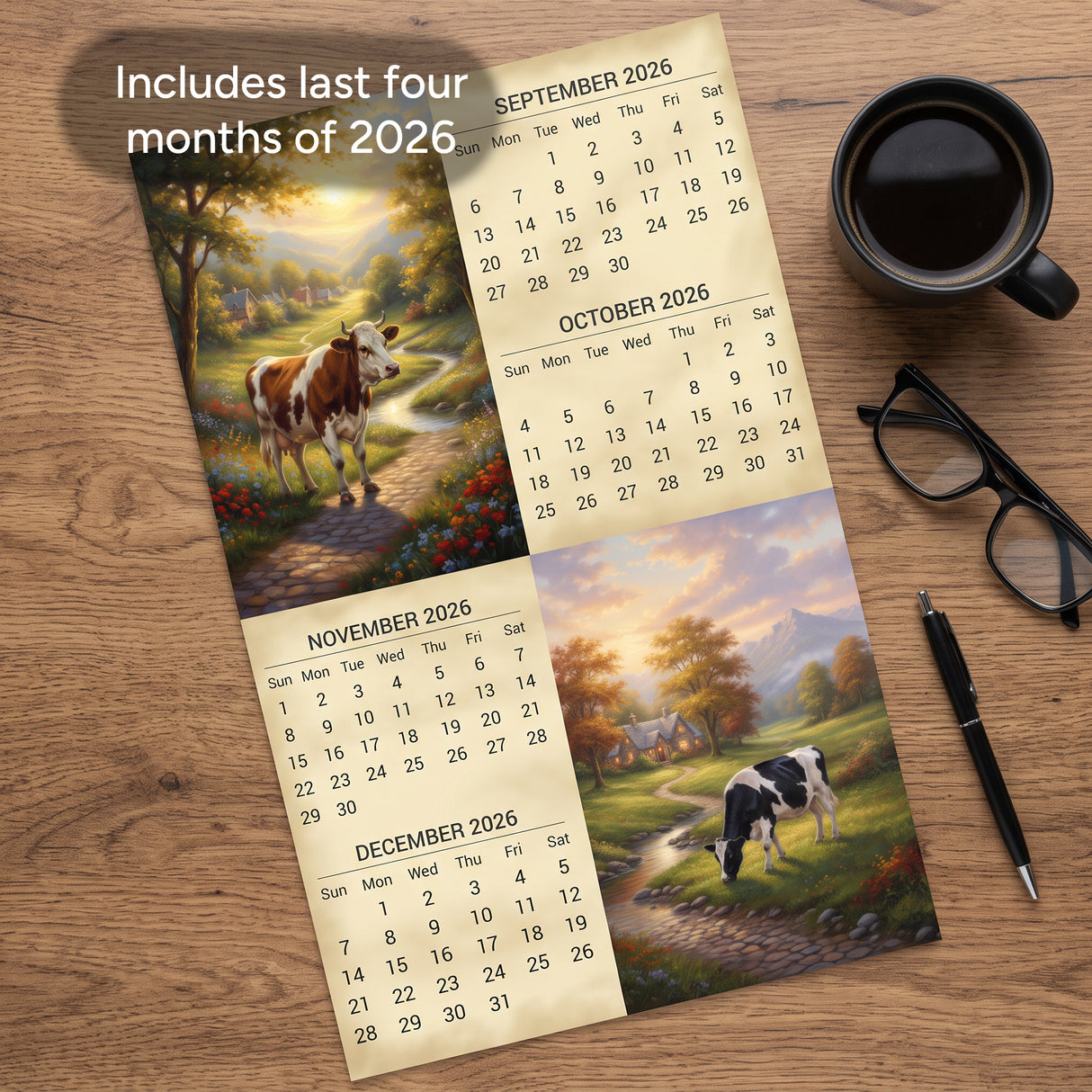 2027 Cows Wall Calendar – 16-Month Farm Art