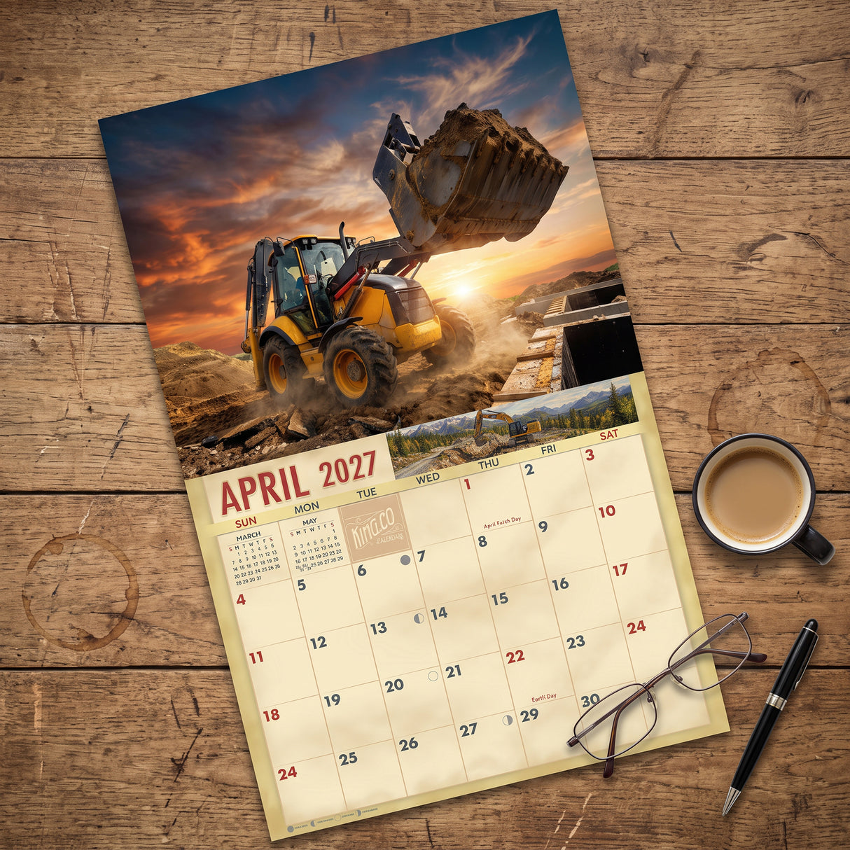 2027 Earth Movers Wall Calendar – 16-Month Heavy Equipment Photography