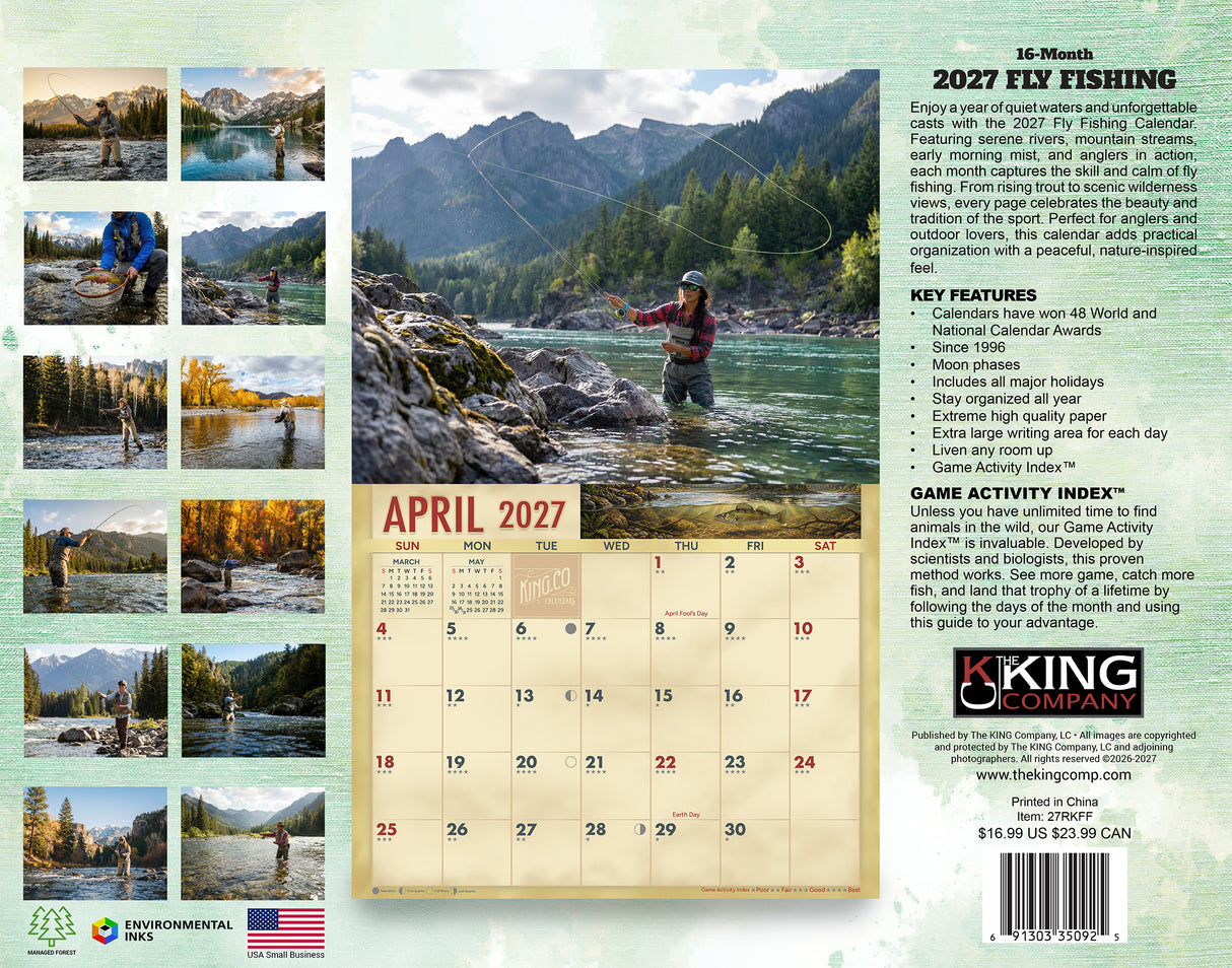 2027 Fly Fishing Wall Calendar – 16-Month Trout & River Photography