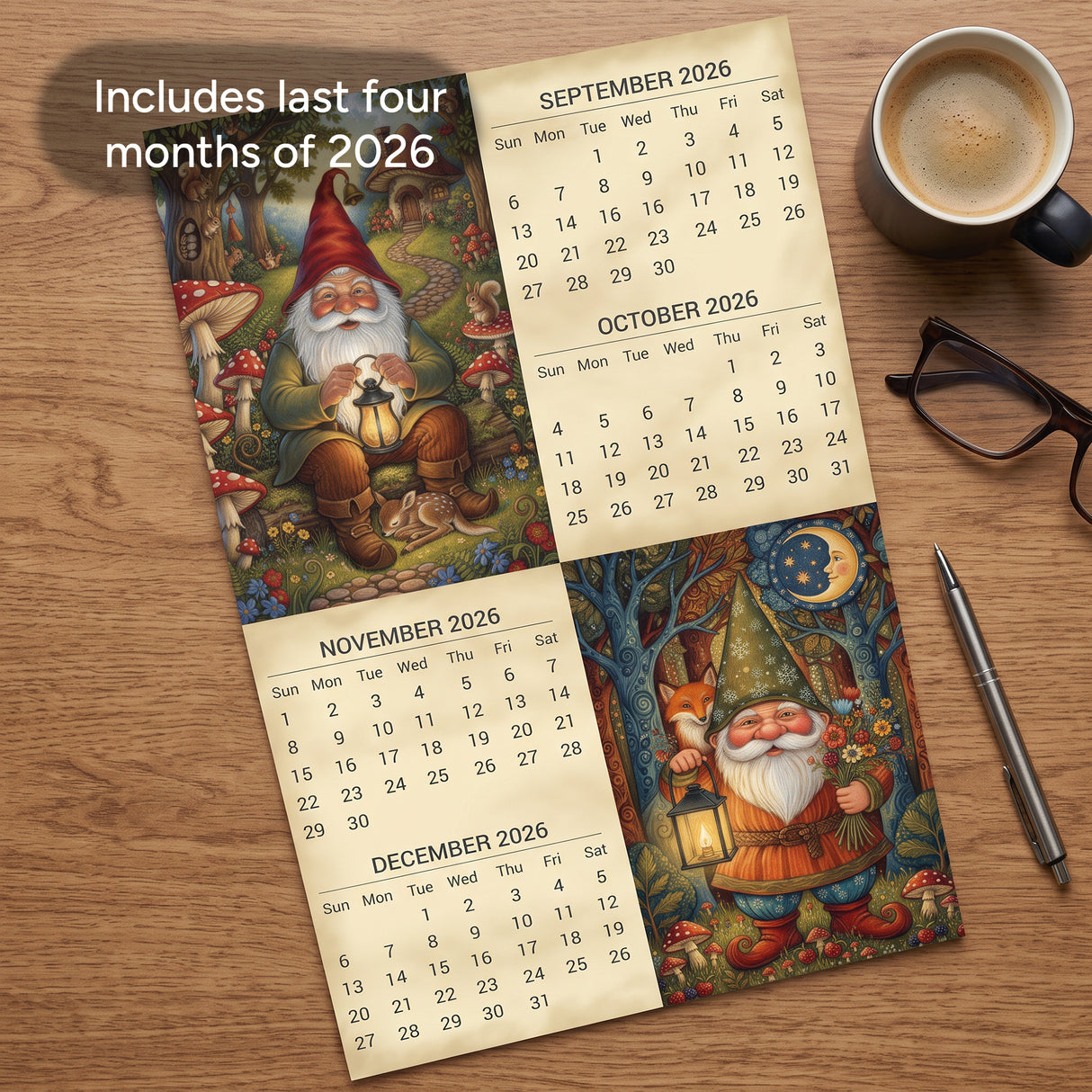 2027 Gnomes Wall Calendar – 16-Month Whimsical Art