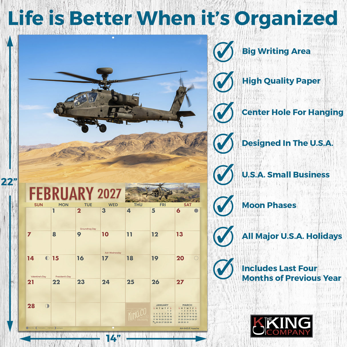 2027 Military Helicopters Wall Calendar – 16-Month Aviation Photography