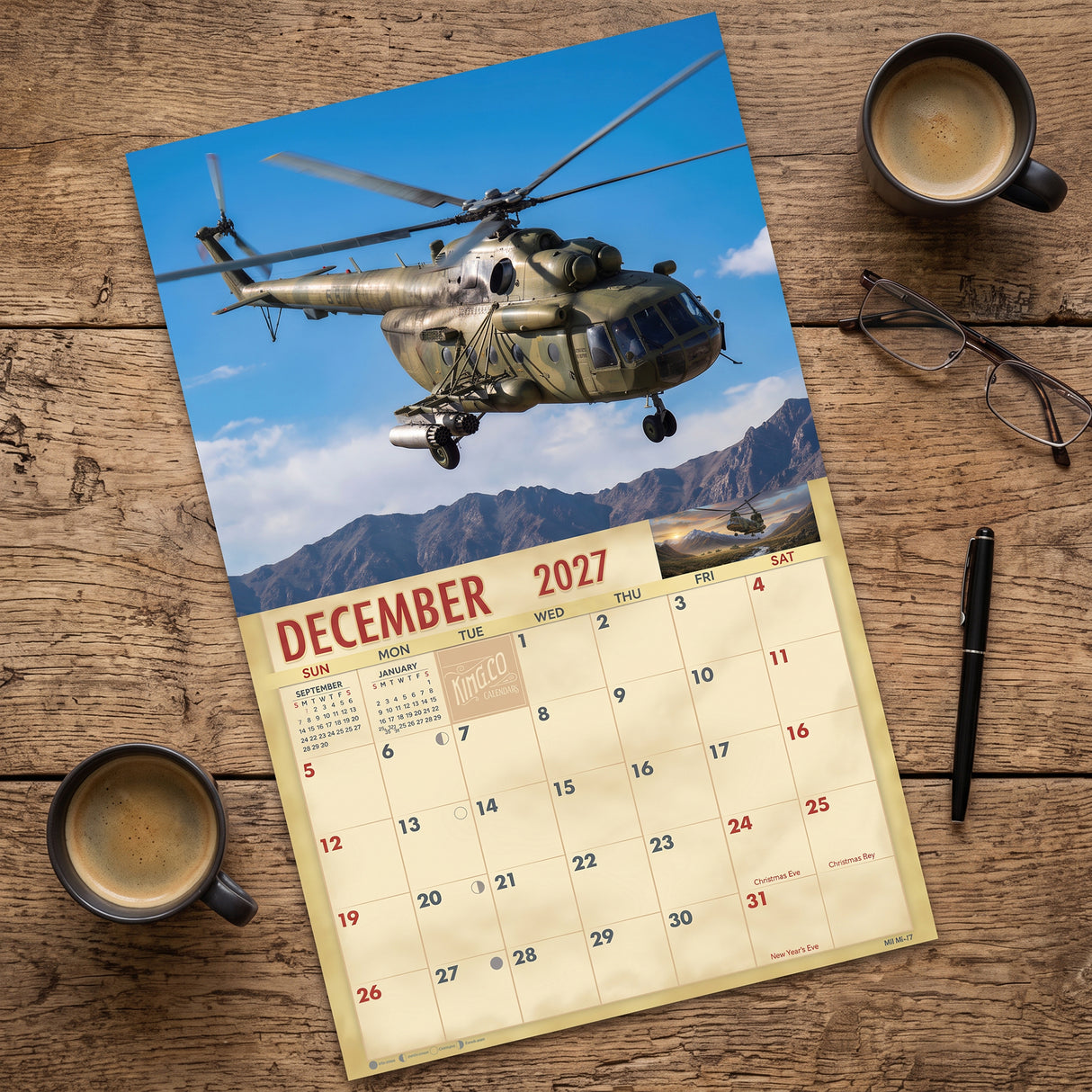 2027 Military Helicopters Wall Calendar – 16-Month Aviation Photography