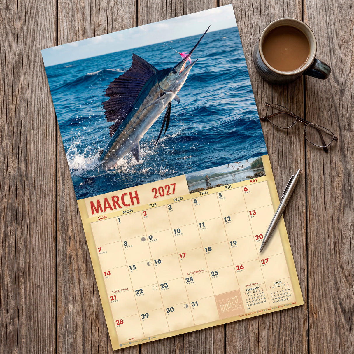 2027 Saltwater Fishing Wall Calendar – 16-Month Sport Fishing
