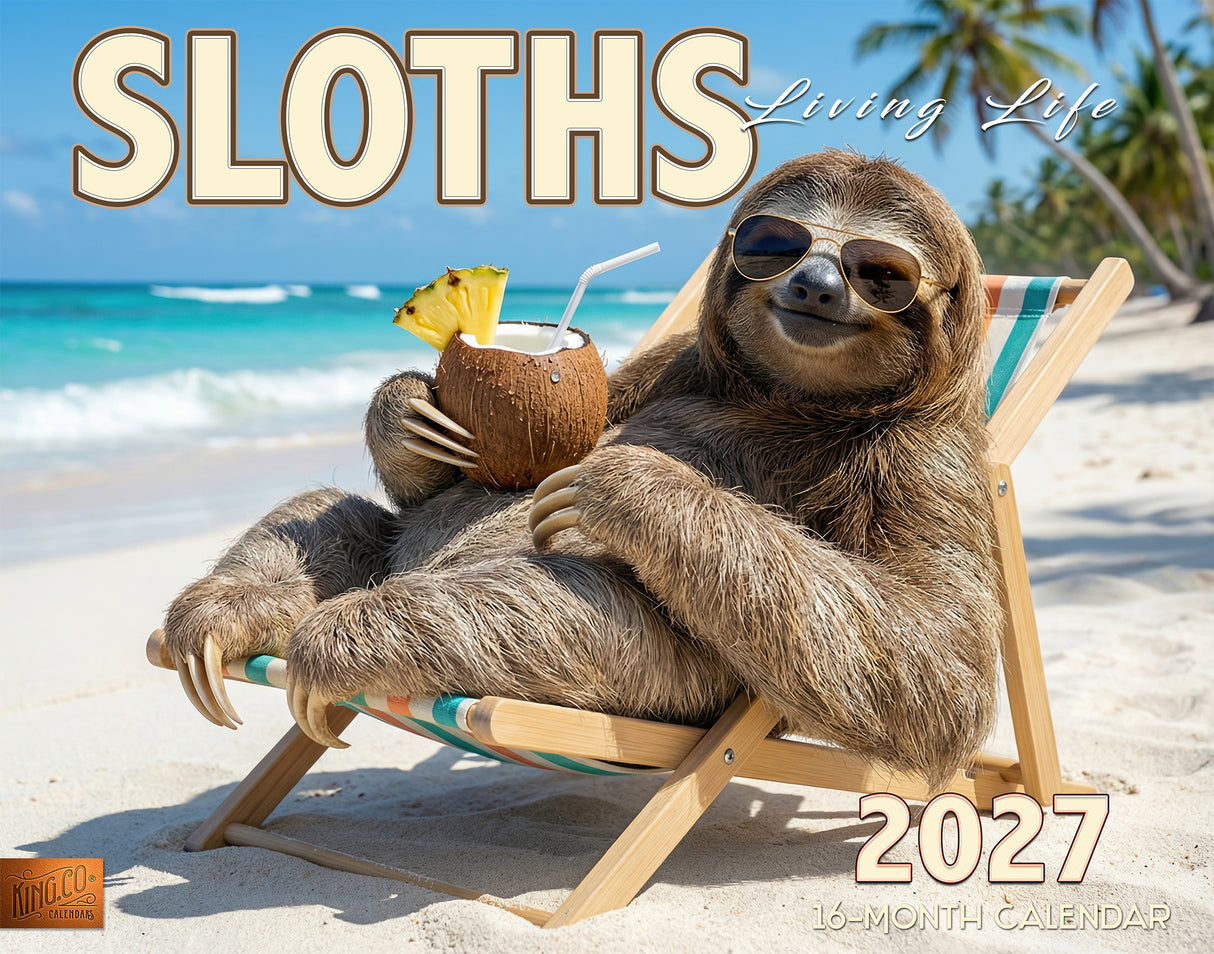 2027 Sloths Living Life Wall Calendar – 16-Month Illustrated Art