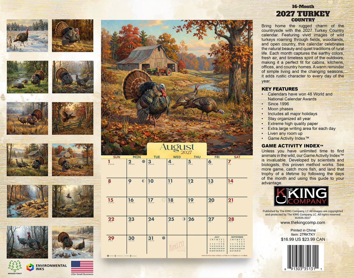 2027 Turkey Country Wall Calendar – 16-Month Artwork