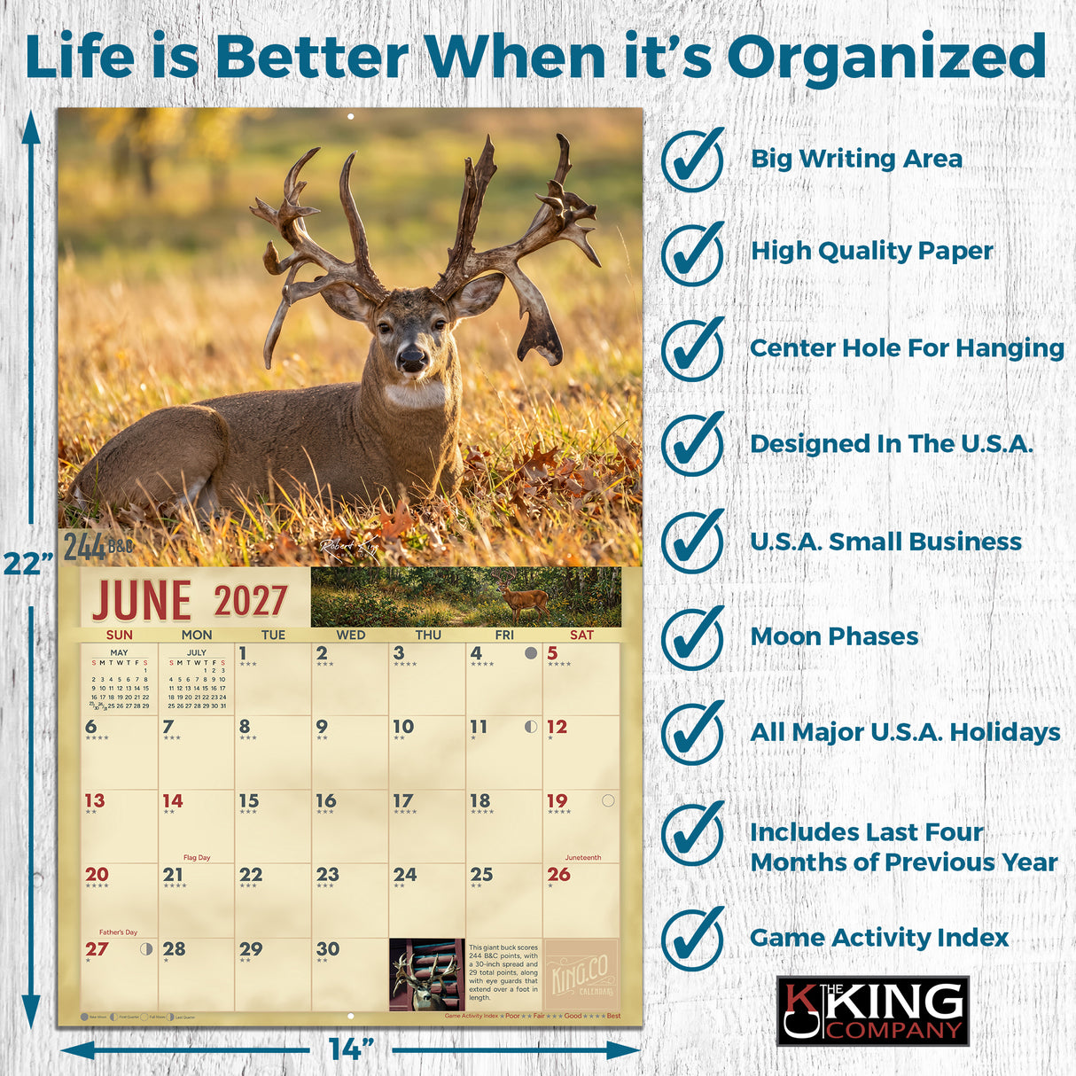 2027 Whitetail Signature Series Wall Calendar – 16-Month Bucks