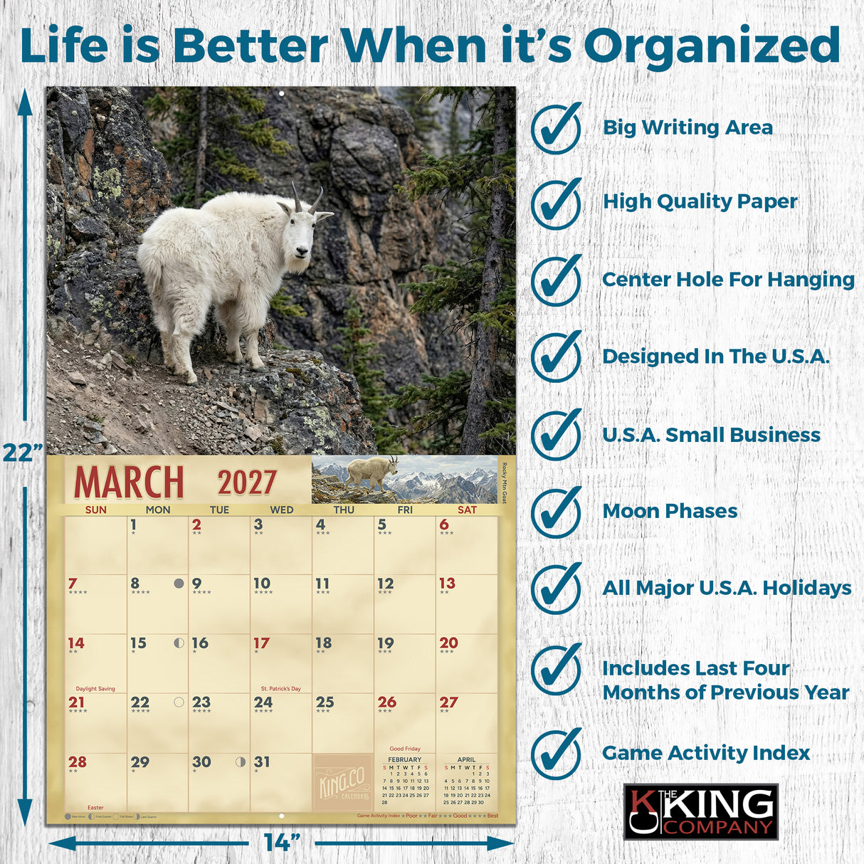 2027 Wildlife Wall Calendar – 16-Month North American Wildlife