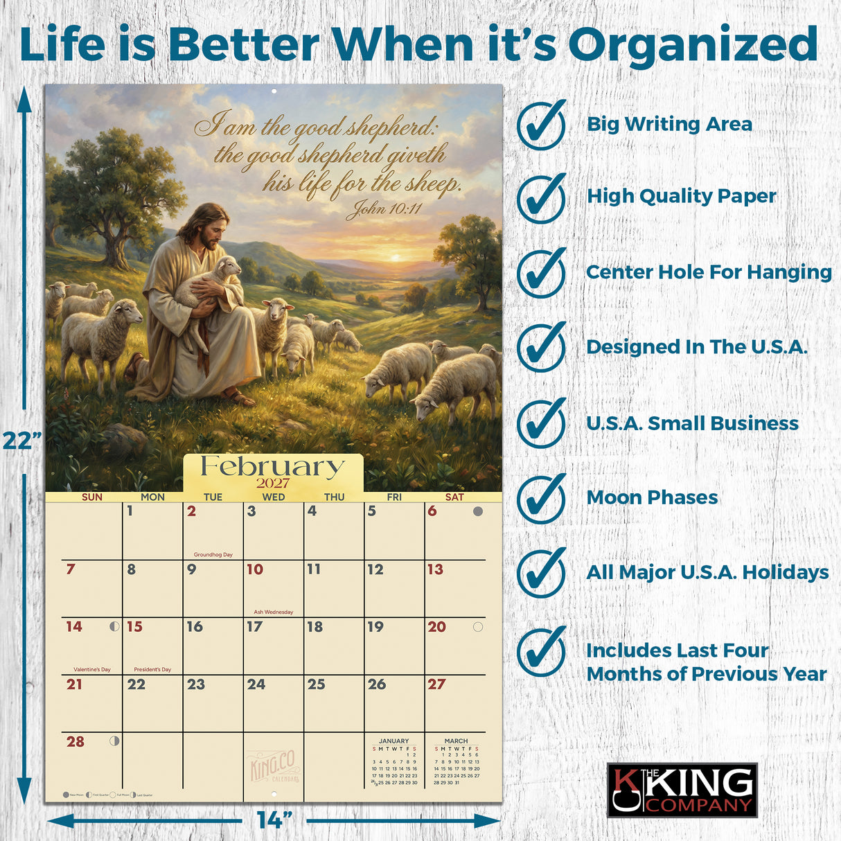 2027 Words of Jesus Wall Calendar – 16-Month Scripture Art