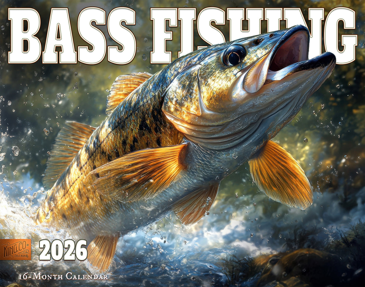 2026 Bass Fishing Illustrated Wall Calendar