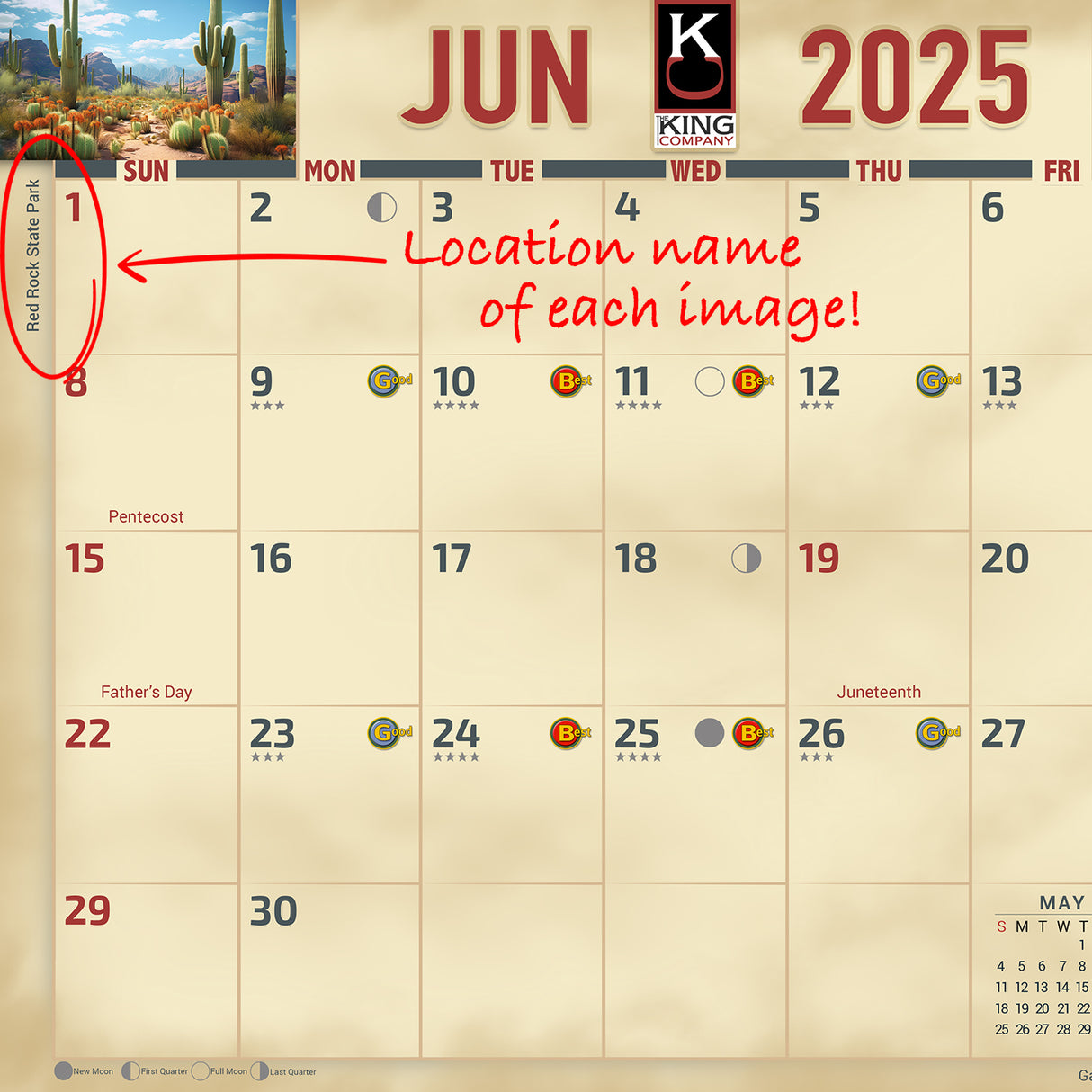 2025 Arizona Scenic Wall Calendar | Big Size 14"x22"