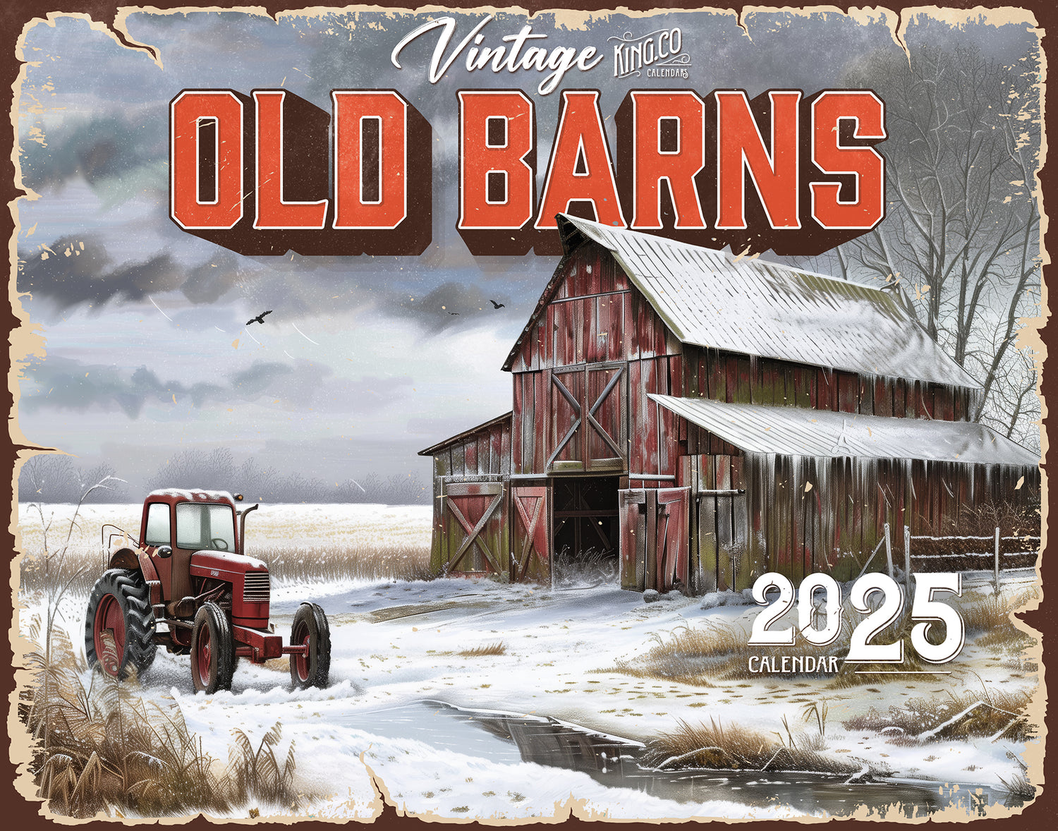 2025 Vintage Old Barns Wall Calendar