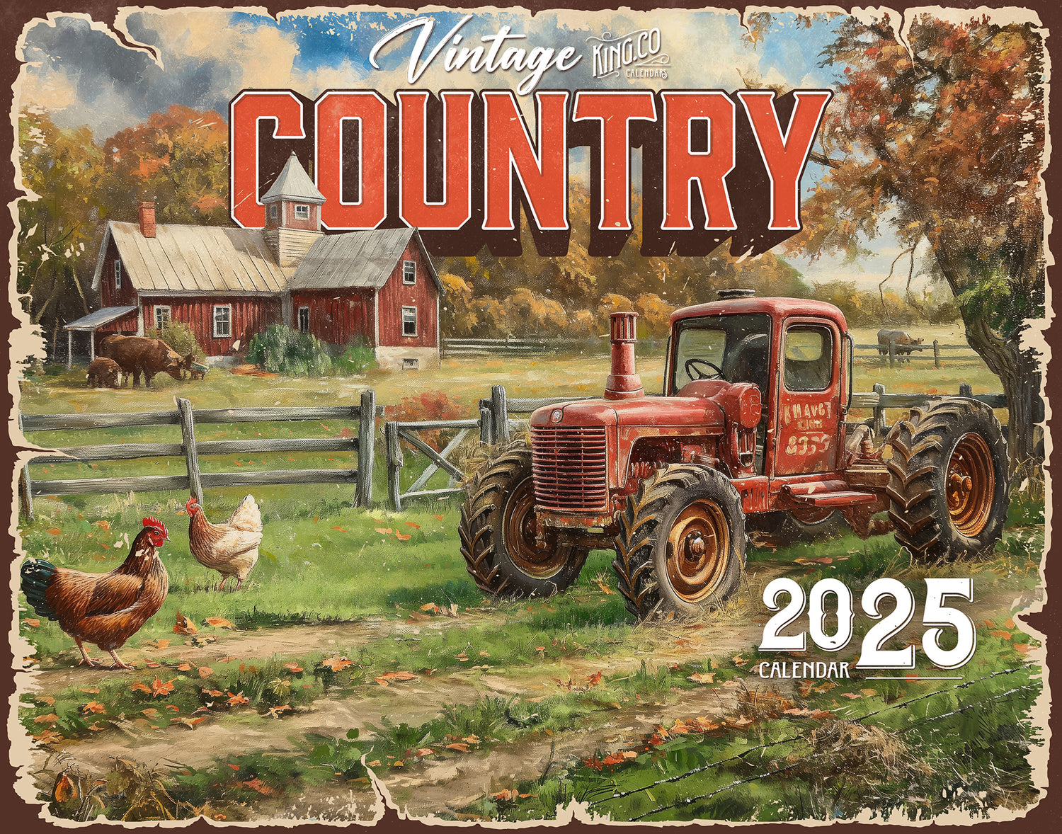 2025 Vintage Country Wall Calendar