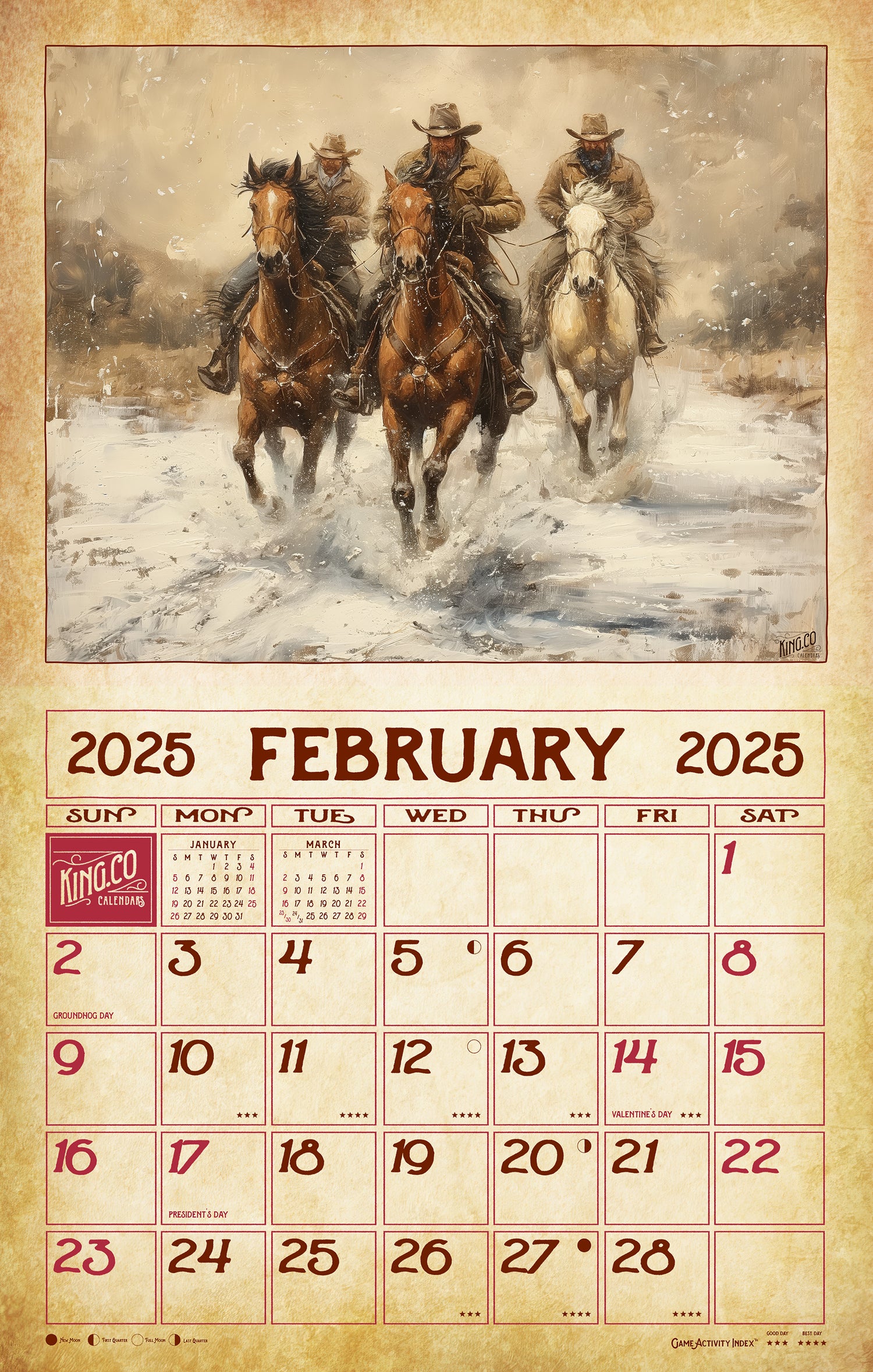 2025 Vintage Old West Wall Calendar