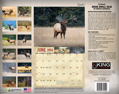 2026 Bull Elk Signature Series Wall Calendar