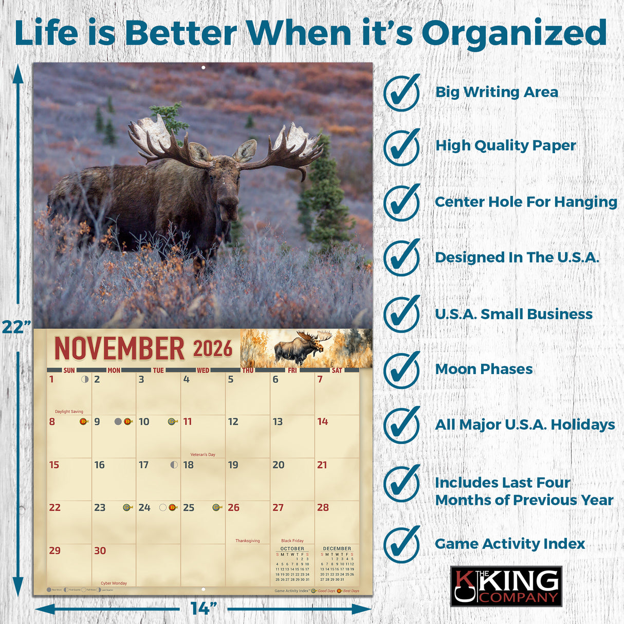 2026 Bull Moose Wall Calendar