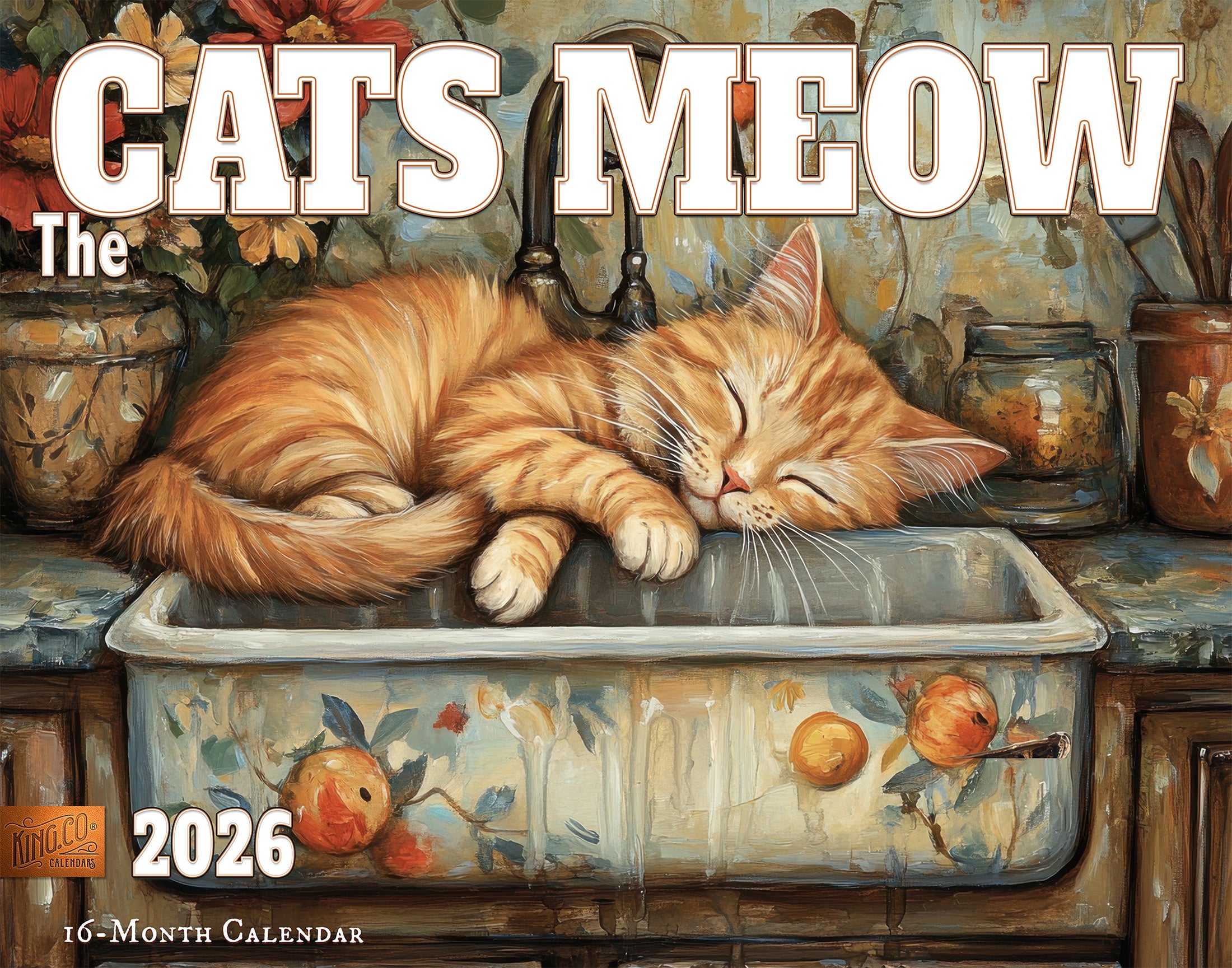 2026 Cats Meow Illustrated Wall Calendar Charming Cat Art The King 2026 CM 01 