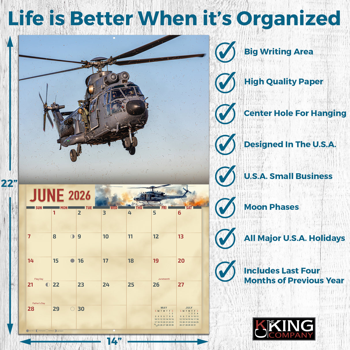 2026 Military Helicopters Wall Calendar