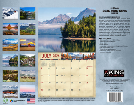 2026 Montana Scenic Wall Calendar