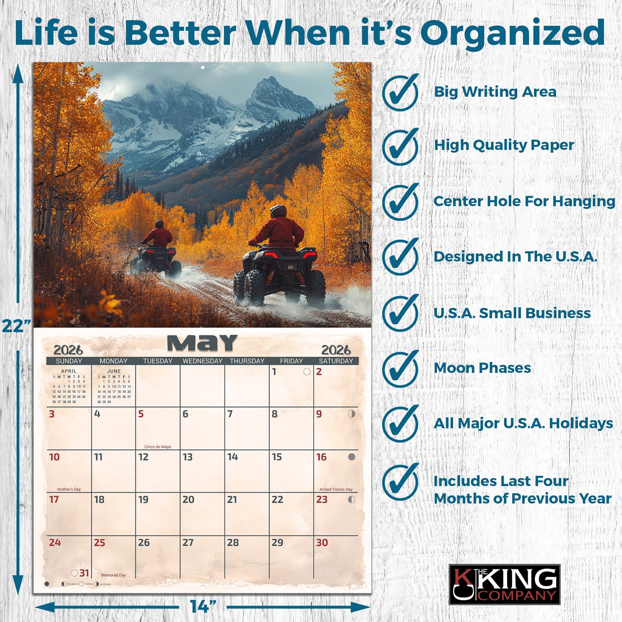 2026 SXS, UTV, ATV Wall Calendar – Off-Road Action – The King Company