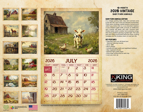 2026 Vintage Baby Farm Animals