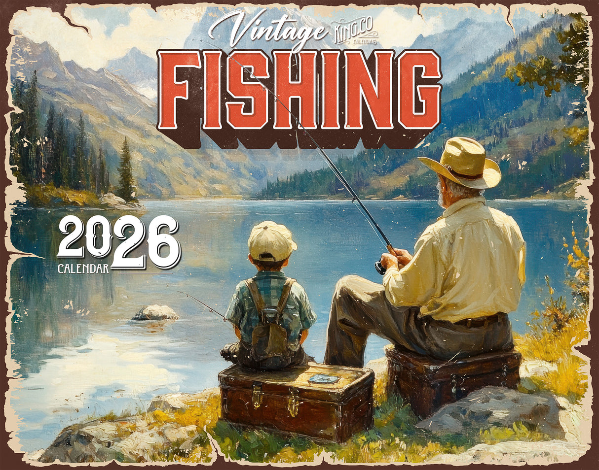 2026 Vintage Fishing Wall Calendar
