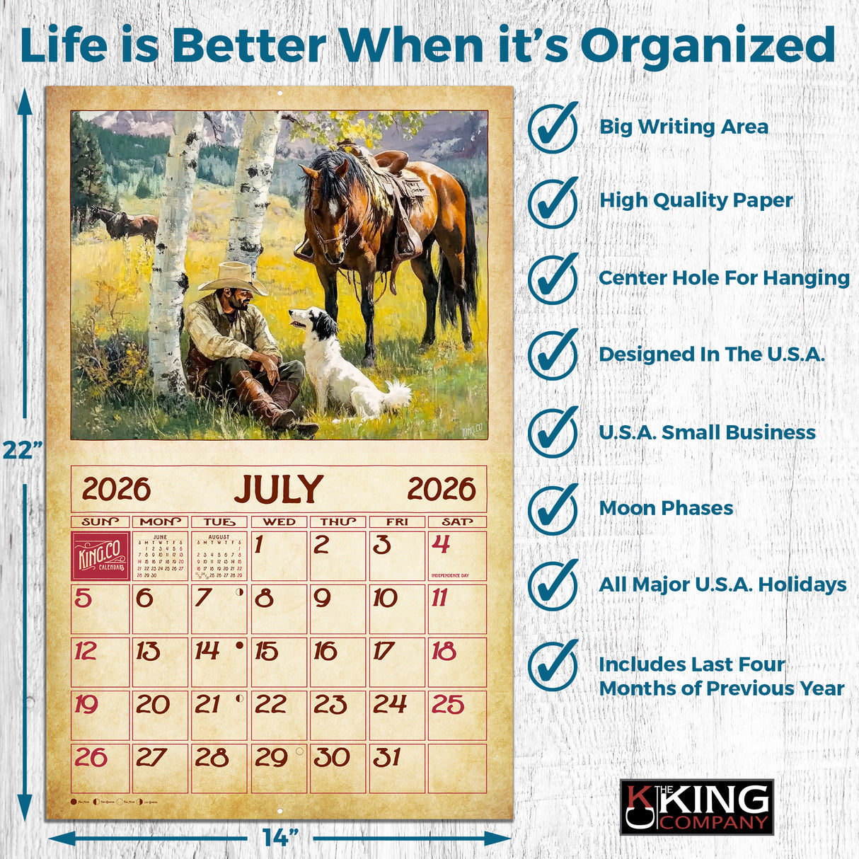 2026 Vintage Old West Wall Calendar