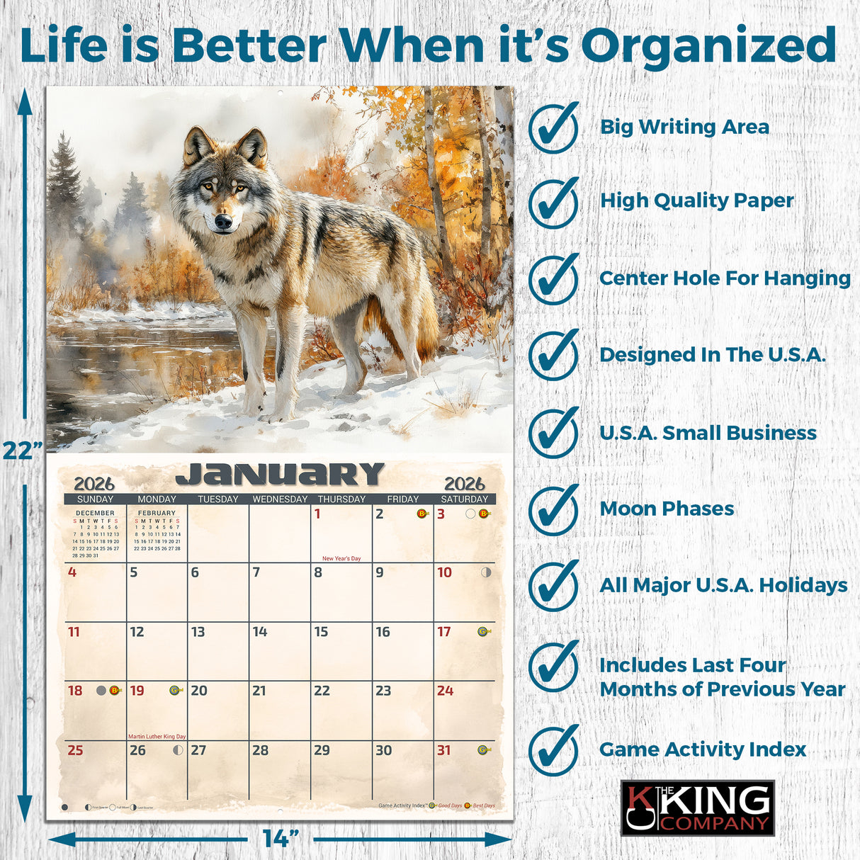 2026 Wildlife Illustrated Wall Calendar