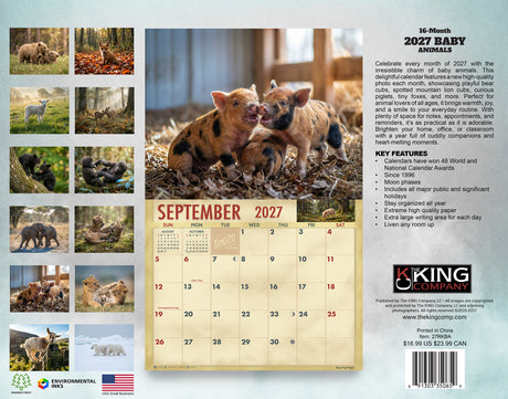 2027 Baby Animals Wall Calendar – 16-Month Wildlife Photography
