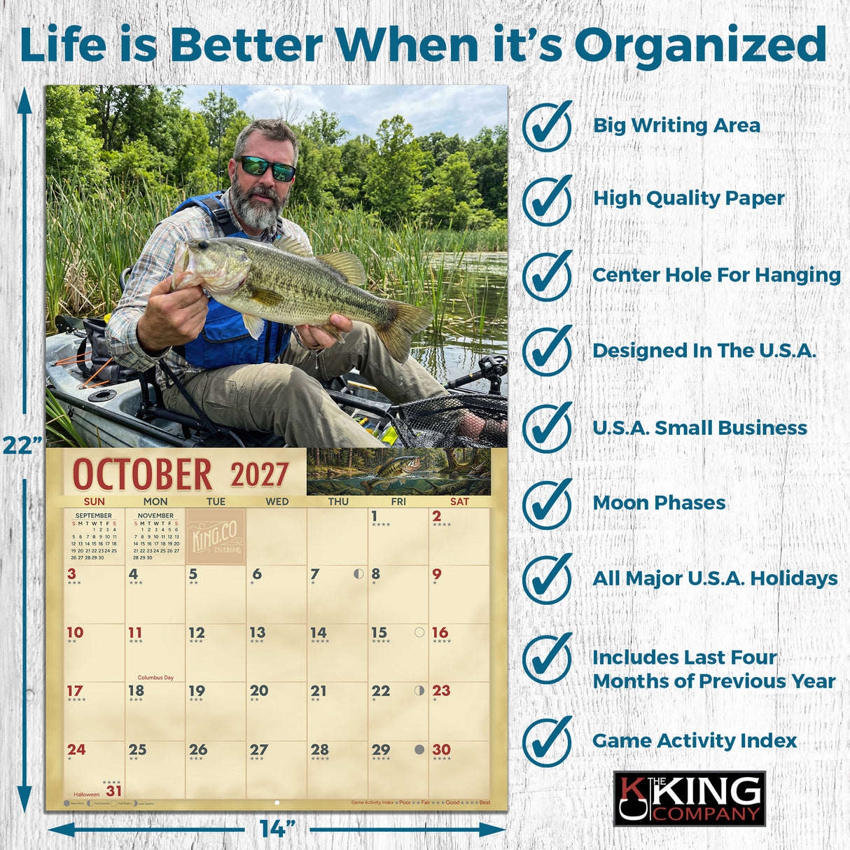 2027 Bass Fishing Wall Calendar – 16-Month Sport Fishing Photography