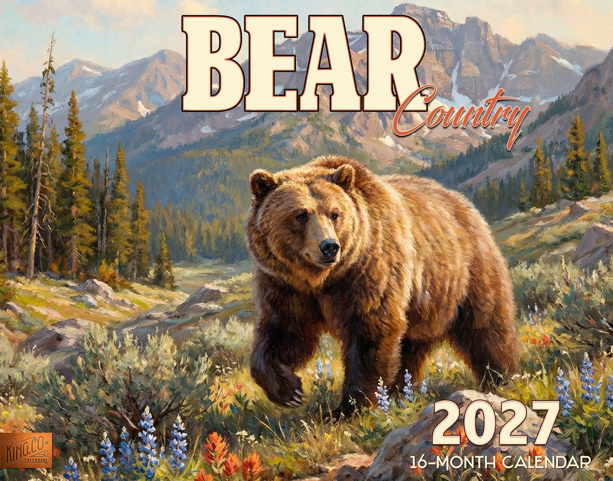 2027 Bears Country Wall Calendar – 16-Month Rustic Wildlife Art