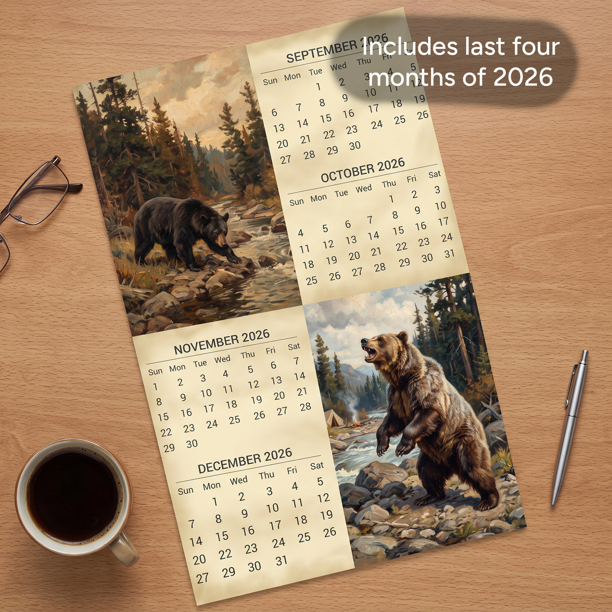2027 Bears Wall Calendar – 16-Month Wildlife Photography