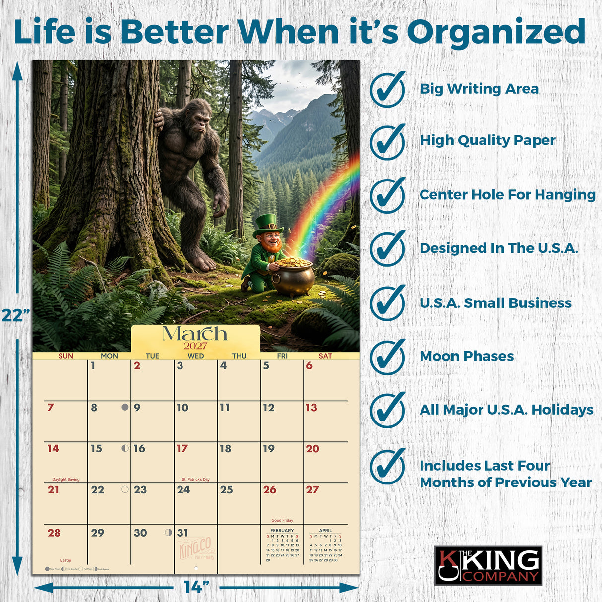 2027 BigFoot Country Wall Calendar – 16-Month Sasquatch Artwork