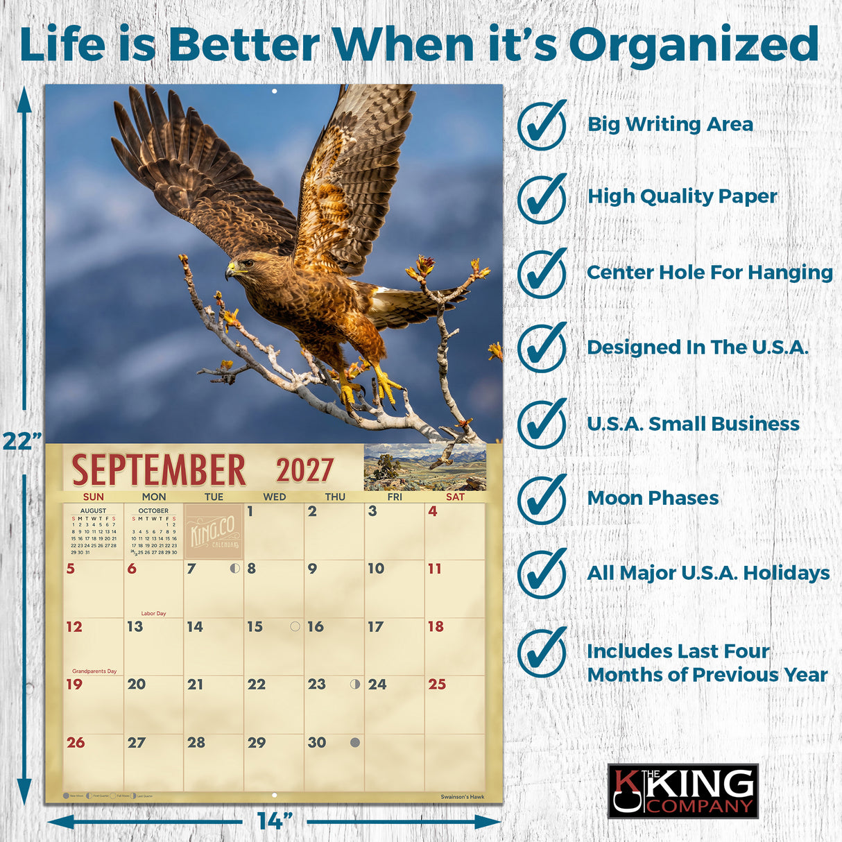 2027 Birds of Prey Wall Calendar – 16-Month Raptor Photography