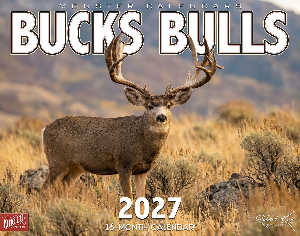 2027 Bucks & Bulls Signature Series Wall Calendar – 16-Month Deer & Elk