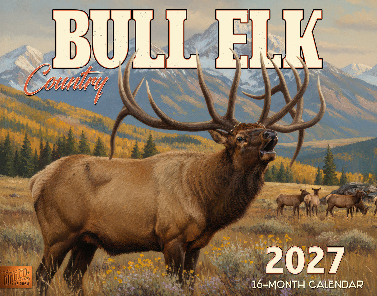 2027 Bull Elk Country Wall Calendar – 16-Month Rustic Wildlife Art