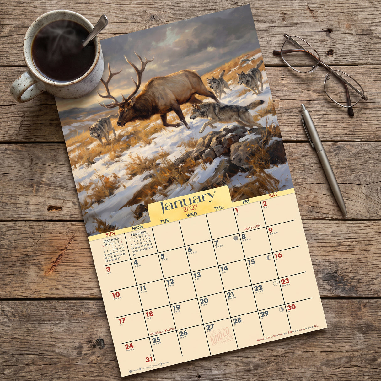 2027 Bull Elk Country Wall Calendar – 16-Month Rustic Wildlife Art