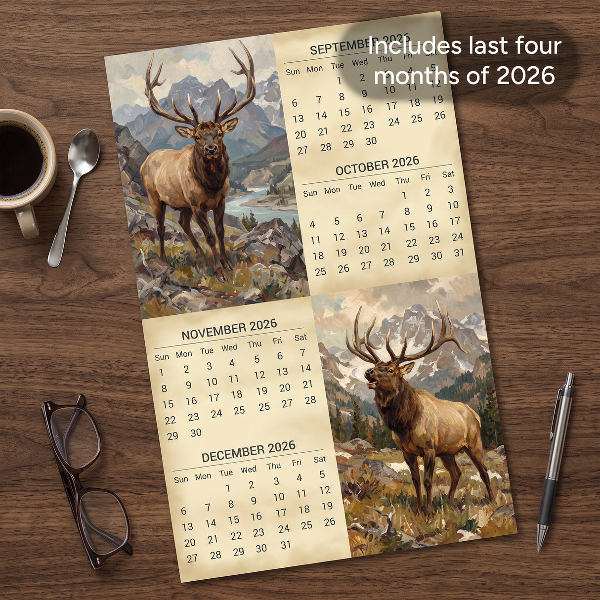 2027 Bull Elk Country Wall Calendar – 16-Month Rustic Wildlife Art