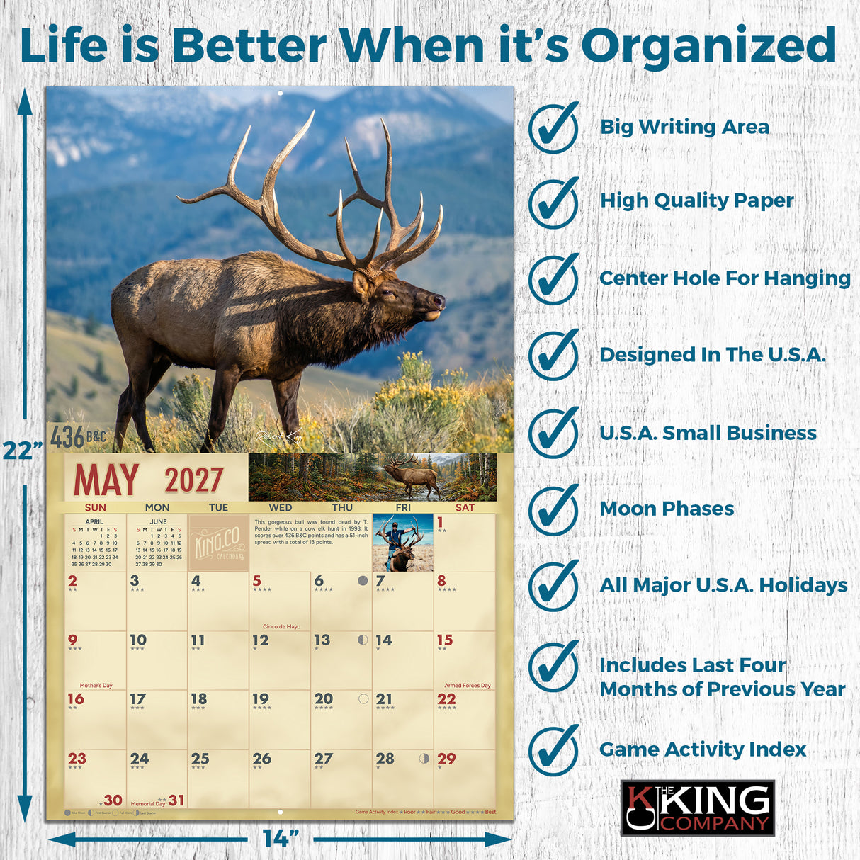 2027 Bull Elk Signature Series Wall Calendar – 16-Month Elk