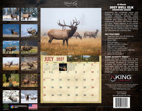 2027 Bull Elk Signature Series Wall Calendar – 16-Month Elk