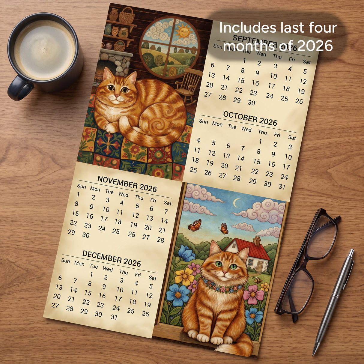 2027 Cats Meow Wall Calendar – 16-Month Cat Artwork