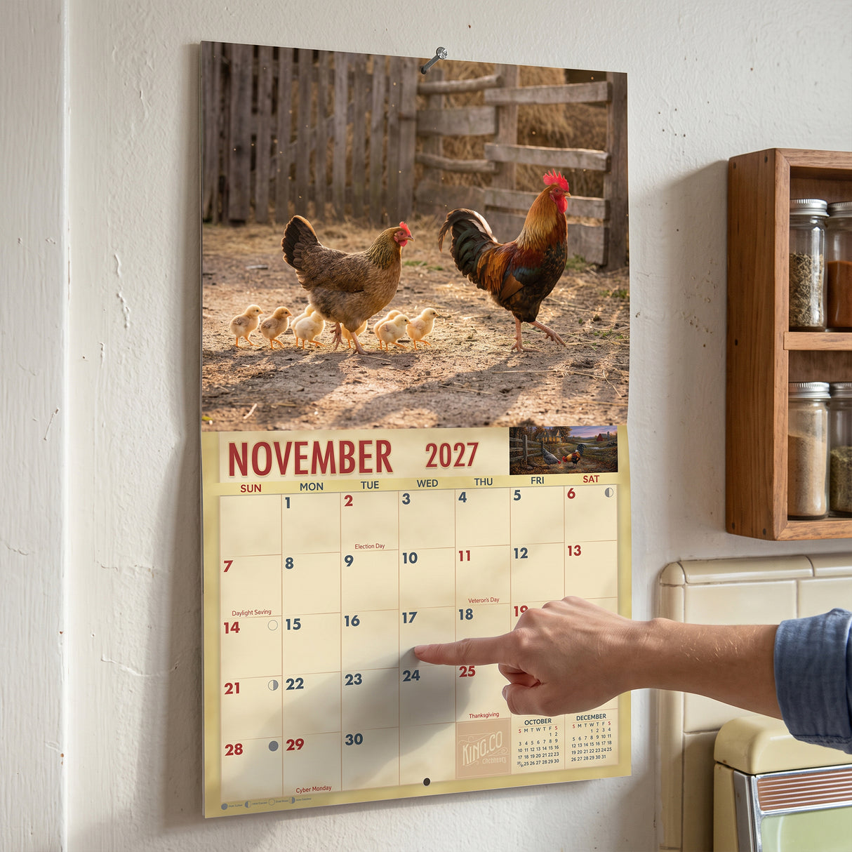 2027 Chickens Wall Calendar – 16-Month Farmyard Photography