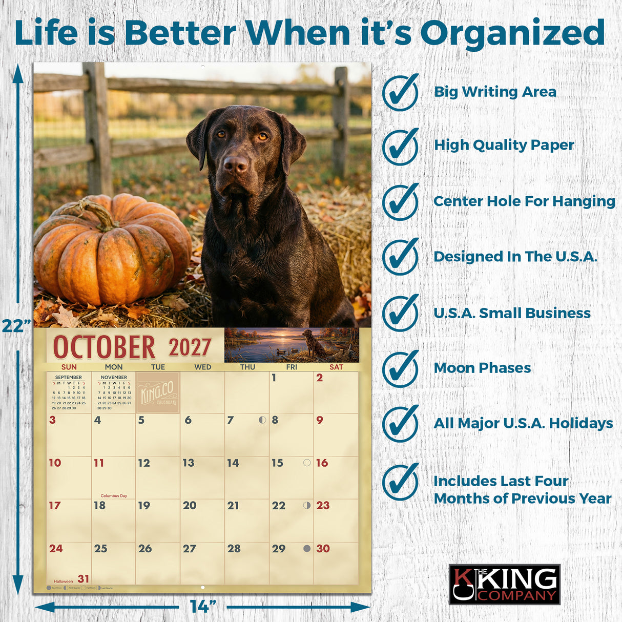2027 Chocolate Labradors Wall Calendar – 16-Month Labrador Photography