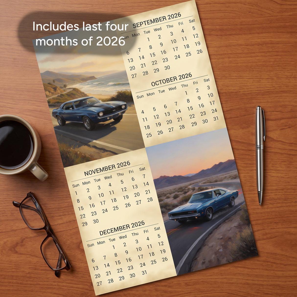 2027 Classic Muscle Cars Wall Calendar – 16-Month Photography