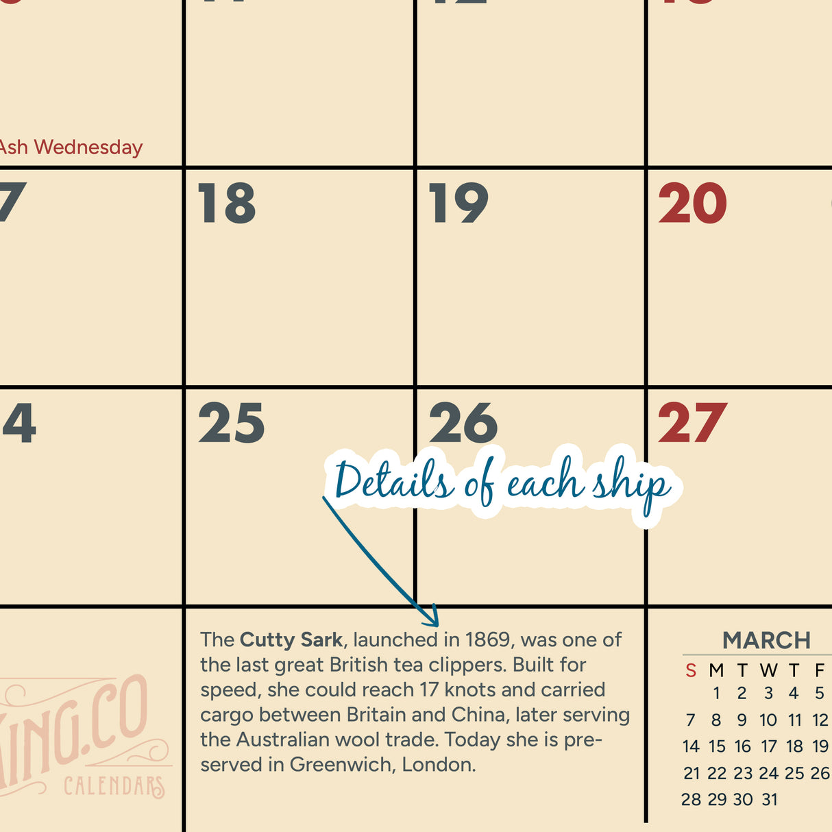 2027 Classic Sailing Ships Wall Calendar – 16-Month Nautical Artwork