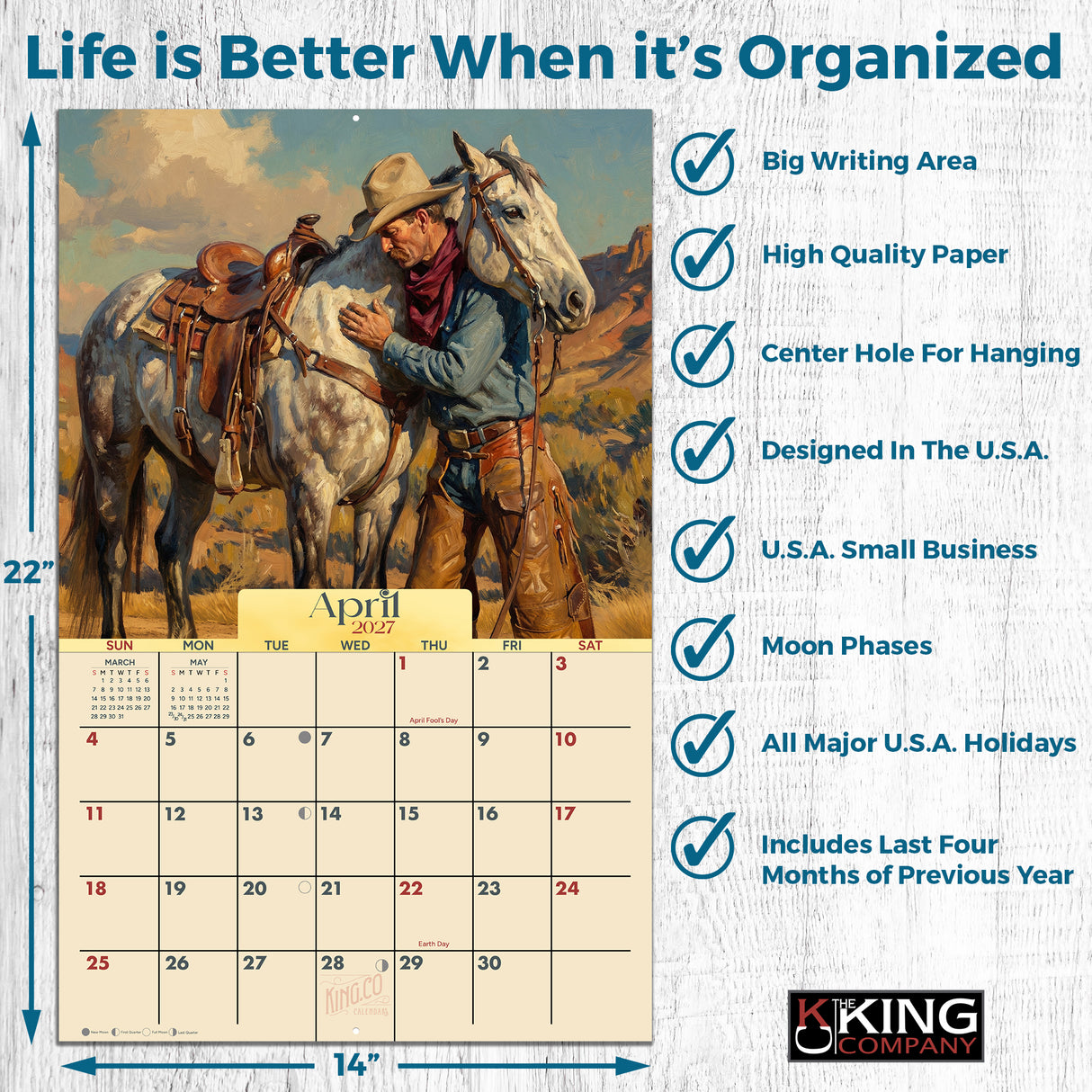 2027 Cowboy Country Wall Calendar – 16-Month Western Art