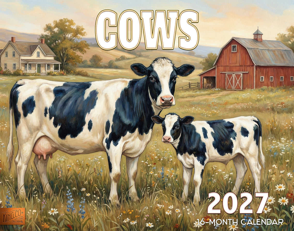 2027 Cows Wall Calendar – 16-Month Farm Art