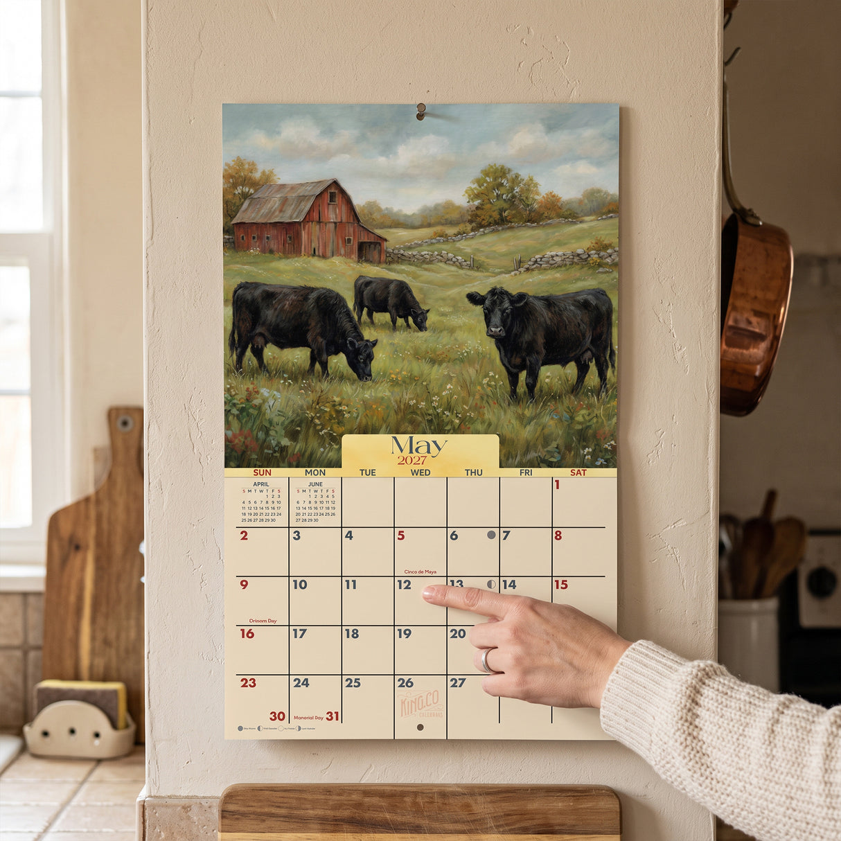 2027 Cows Wall Calendar – 16-Month Farm Art