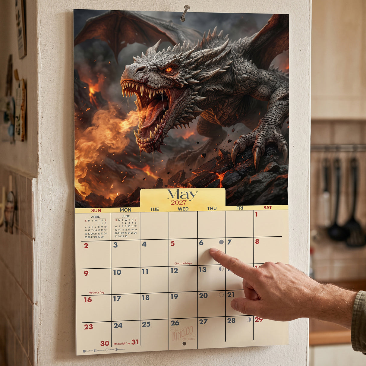 2027 Dragons Wall Calendar – 16-Month Fantasy Art