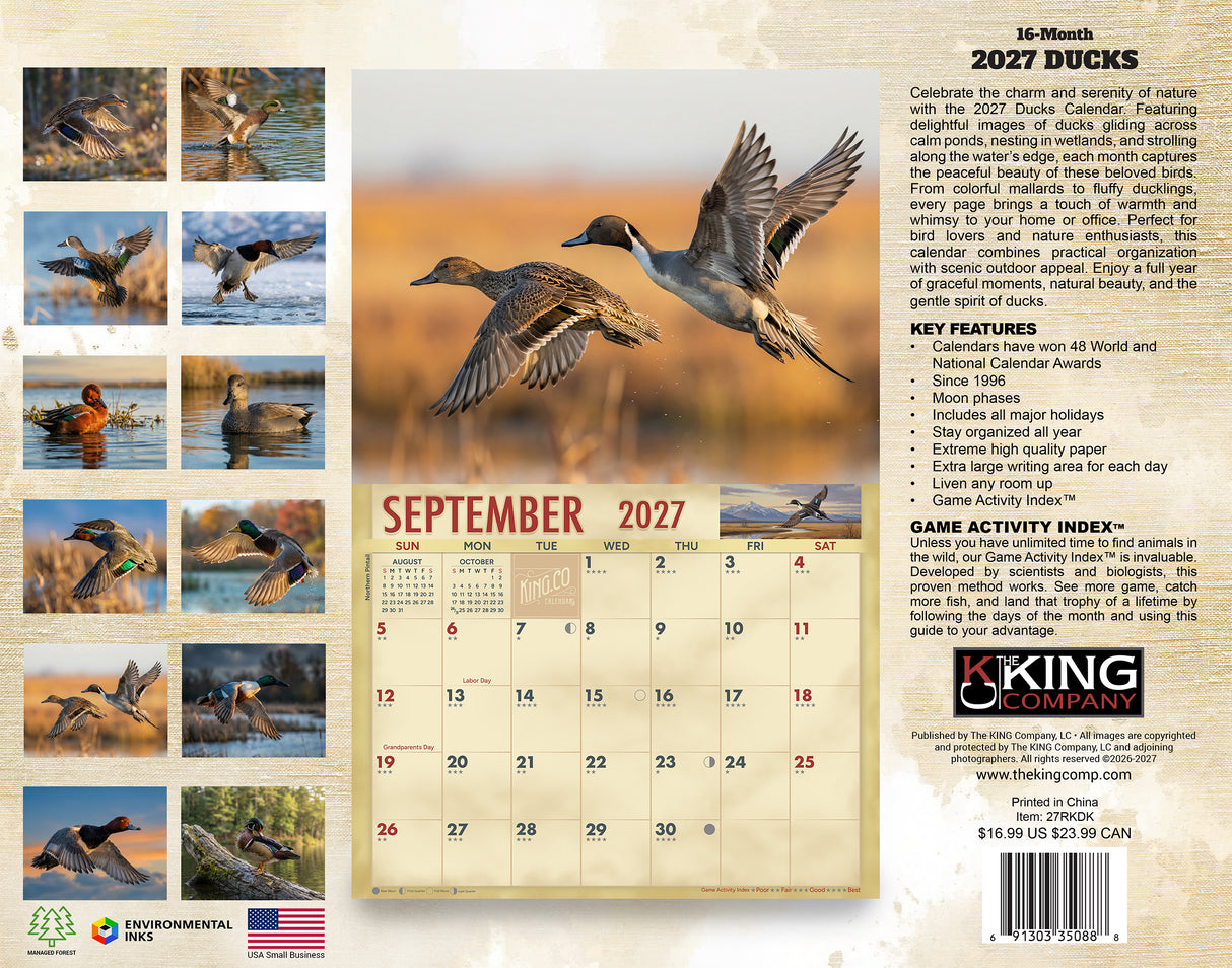 2027 Ducks Wall Calendar – 16-Month Waterfowl Photography